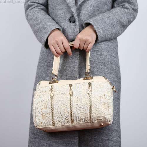 Lace Handbag Vintage Women PU Leather Satchel Messenger Bag Tote Shoulder Bag
